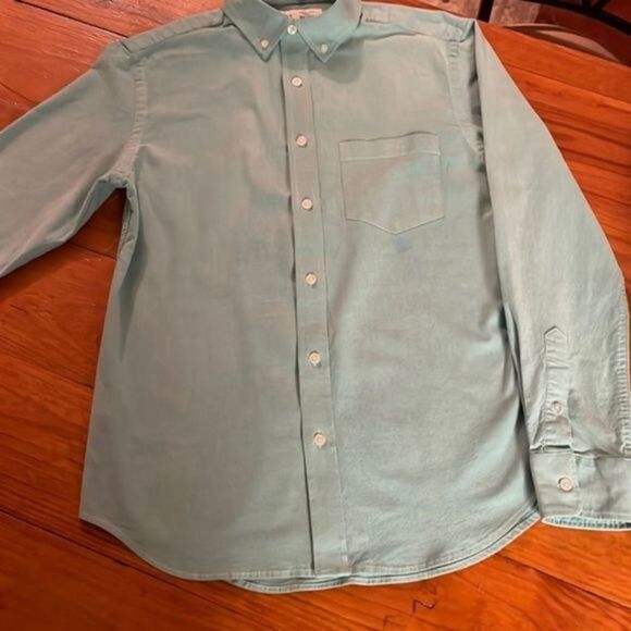 Small Old Navy teal green button down long sleeve pockets casual dress shirt top - Picture 1 of 10